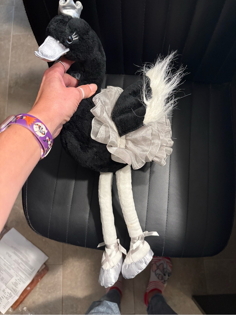 Rare Ganz Swanslea Black Swan Ballerina Plush Silver Crown Grey Tutu 16"